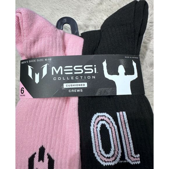 Messi Men Size 6-12 Collection Mid Calf Cushioned Crew Socks 6 Pairs inter miami - Picture 5 of 6